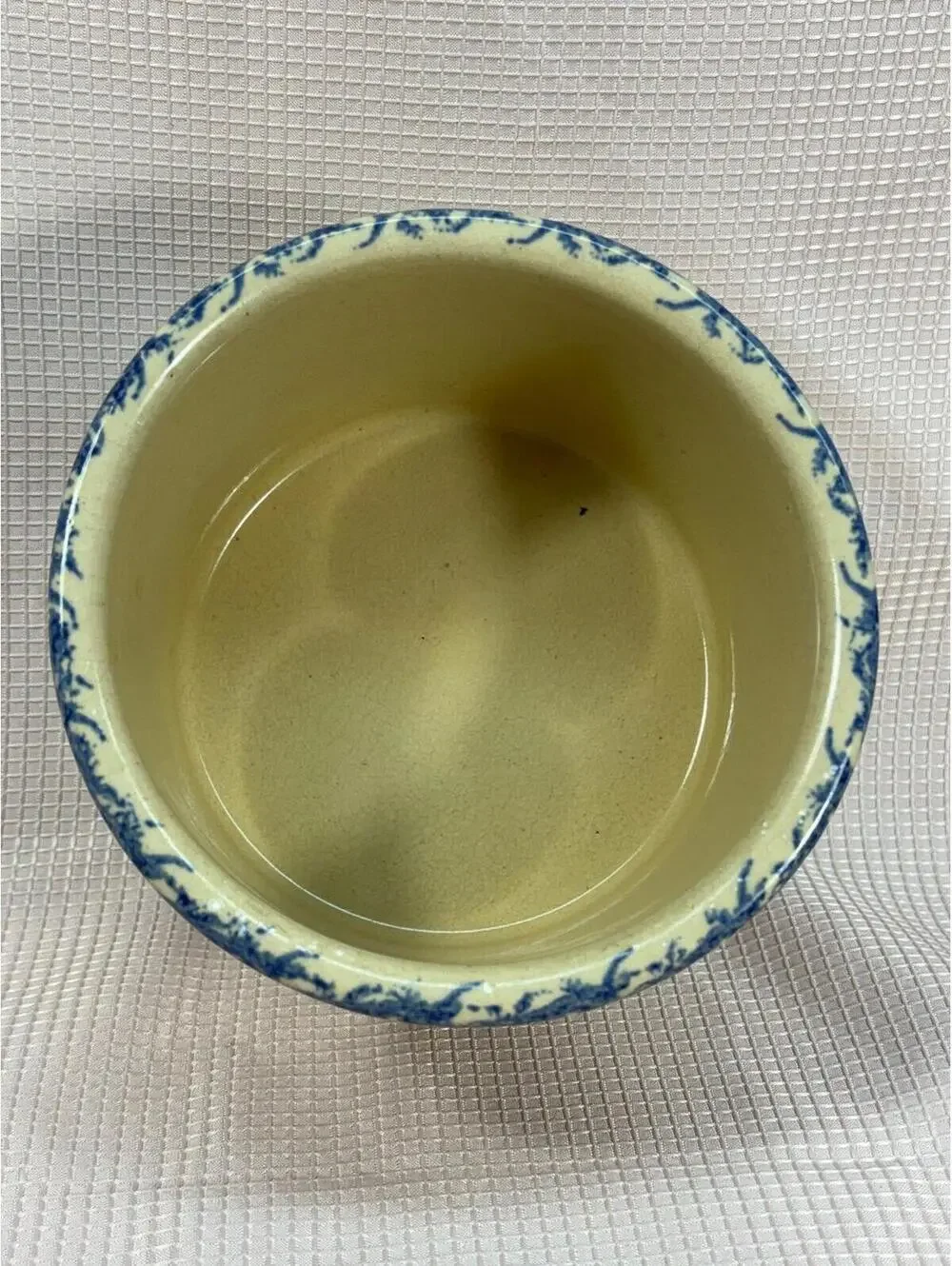 117 Vintage Robinson Ransbottom Pottery Crock blue spongeware wheat pattern